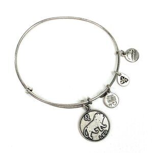 Alex and Ani Leo Zodiac Charm Bracelet Silver Finish - Expands 2"- 3.5"